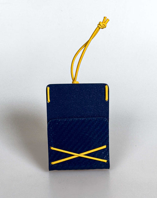 Bungee Mini Cardholder -Navy Blue Carbon and Yellow
